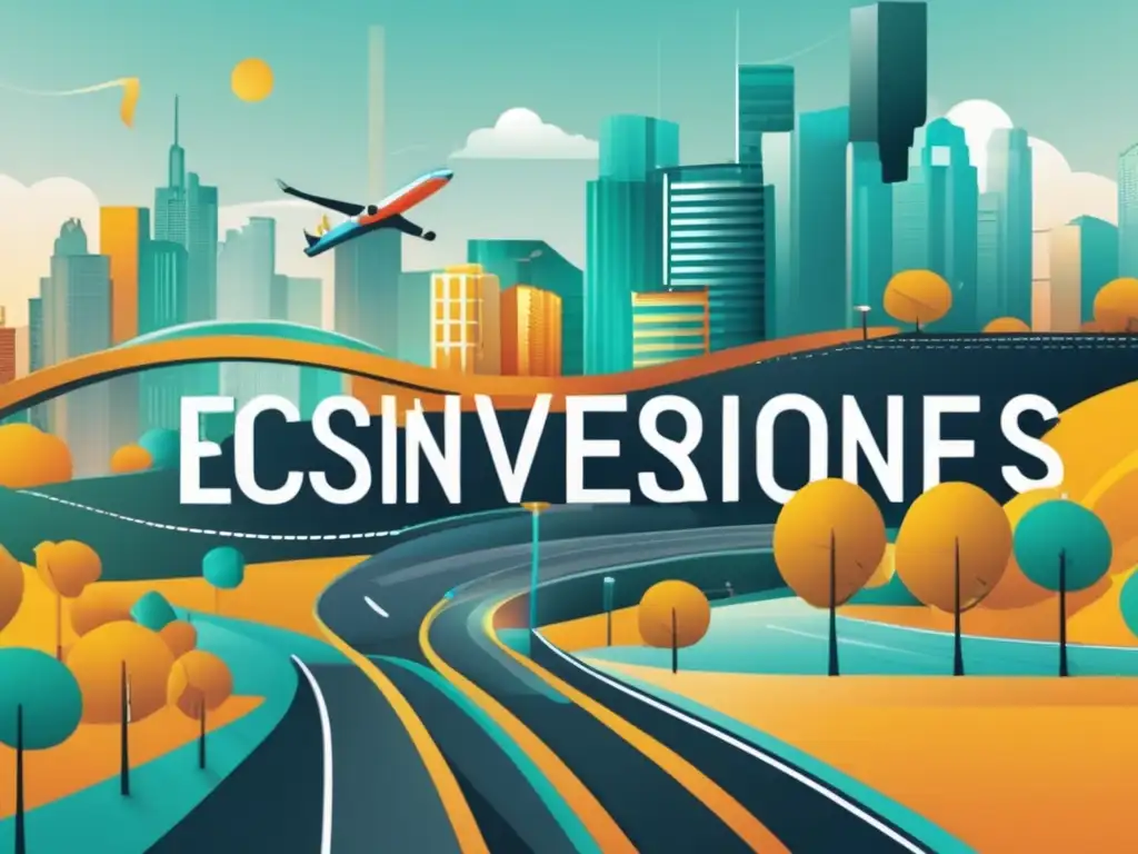 Guía de inversiones: camino financiero Guía inversiones principiantes: ilustración 8k muestra proceso inversión con elementos financieros, stocks, bienes raíces, bonos