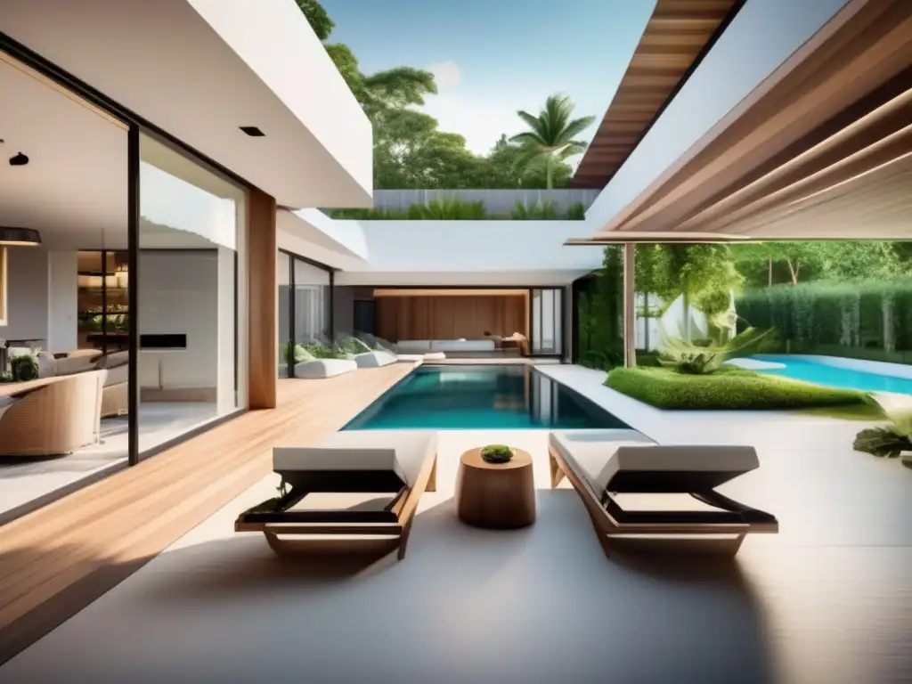 Impresionante propiedad vacacional moderna con lujo y naturaleza Inversiones en propiedad vacacional, diseño arquitectónico elegante y comodidades lujosas en una imagen de alta resolución