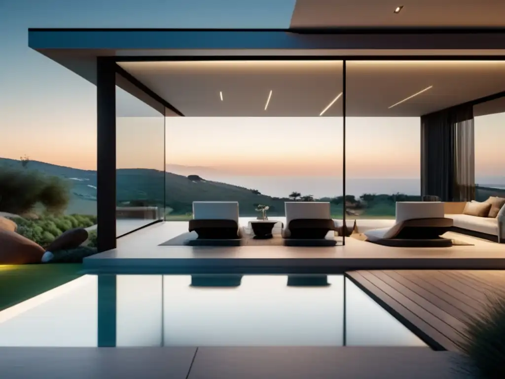 Villa de lujo en paisaje pintoresco Inversiones en propiedad vacacional en una lujosa villa rodeada de naturaleza y diseño contemporáneo