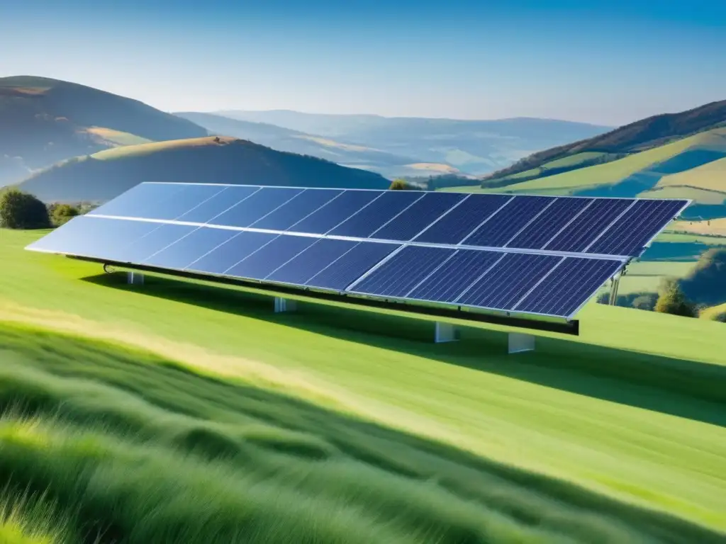 Instalación de paneles solares en paisaje pintoresco Inversiones renovables rentables: instalación moderna de paneles solares en un paisaje pintoresco, eficiencia y beneficios ambientales