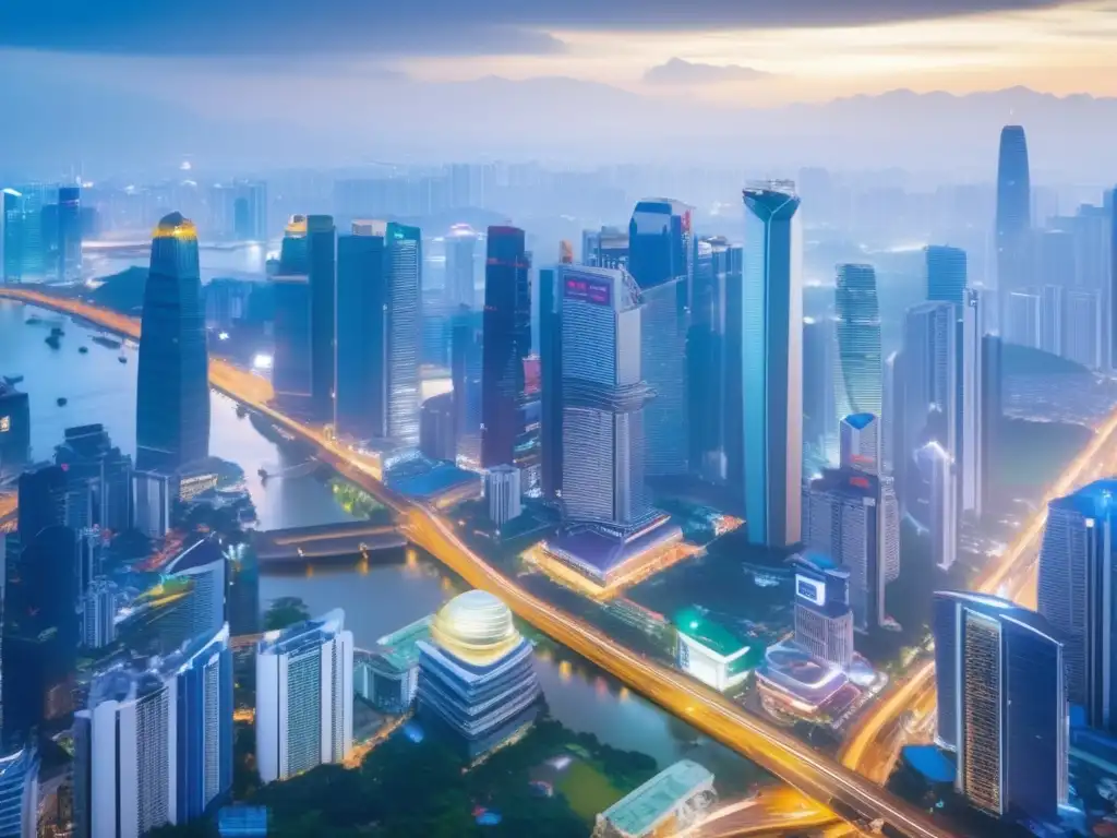 Oportunidades de inversión en ciudad de Asia Inversiones rentables en el Sudeste Asiático: Ciudad vibrante con skyline moderno y oportunidades de crecimiento económico