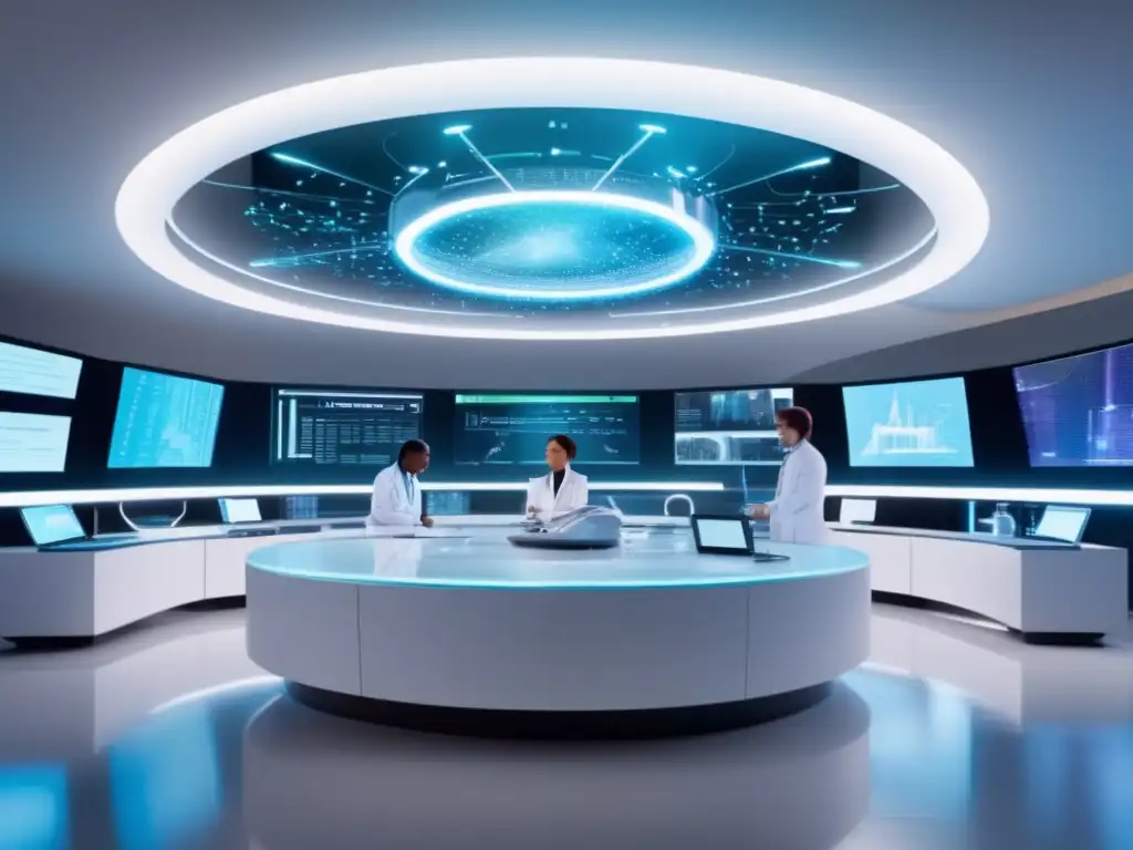 Laboratorio futurista con tecnología de vanguardia Inversiones en salud y biotecnología en un laboratorio futurista con tecnología avanzada y diseño elegante