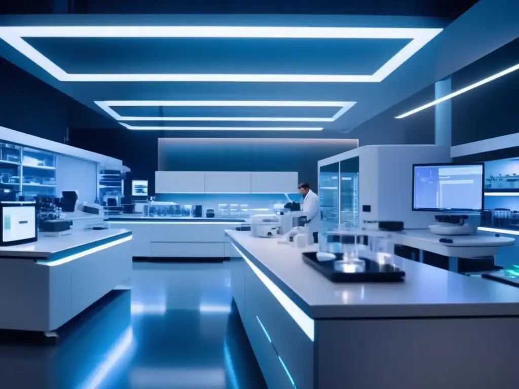 Laboratorio de última generación con tecnología avanzada Inversiones en salud y biotecnología en un moderno laboratorio con tecnología avanzada y expertos trabajando