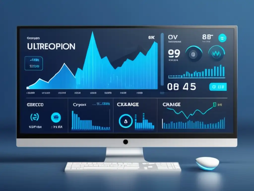 Plataforma de intercambio de criptomonedas Inversiones seguras en criptomonedas: Plataforma futurista de intercambio de criptomonedas con gráficos en tiempo real y diseño profesional