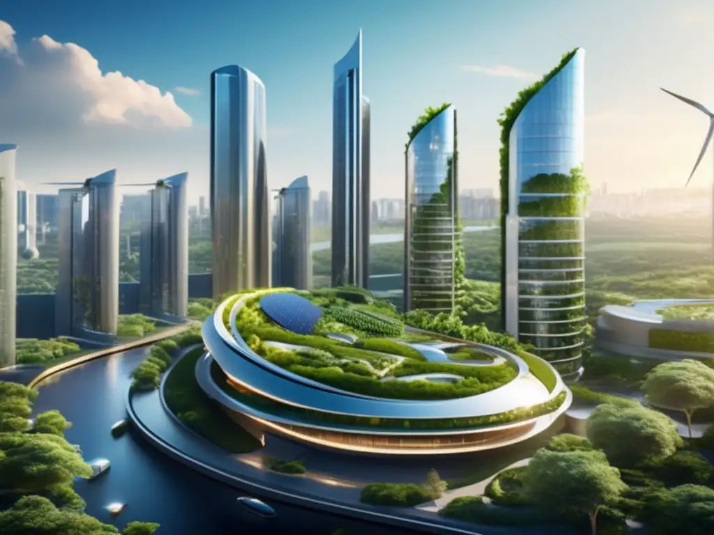 Futuro sostenible: Ciudad ecológica Inversiones sostenibles y empresas con propósito en ciudad futurista