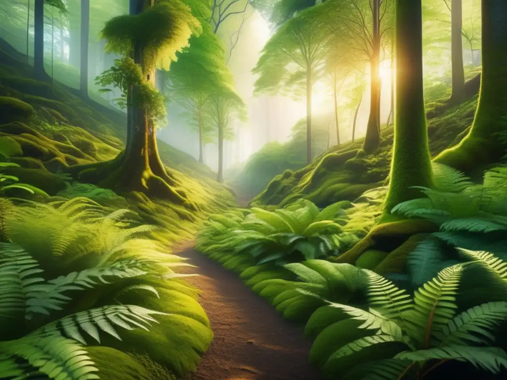 Un bosque verde exuberante, invitando a un futuro sostenible Inversiones sostenibles para un mundo mejor: bosque verde exuberante, camino sereno hacia un futuro brillante