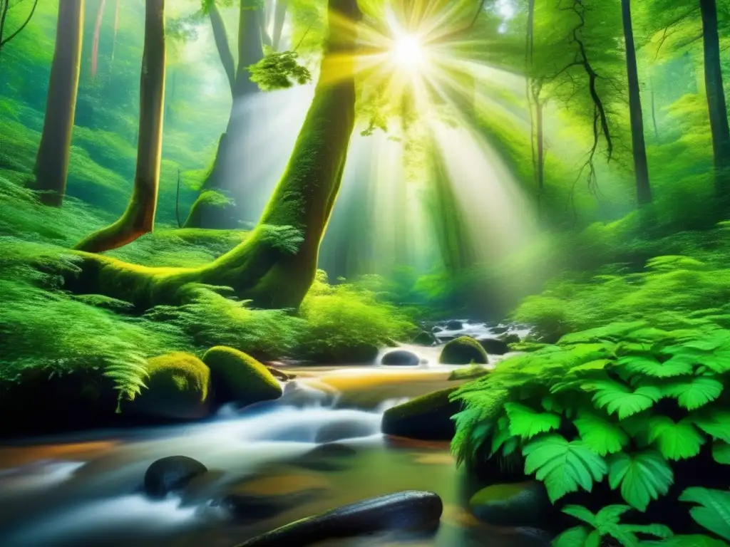 Bosque verde exuberante: sostenibilidad y belleza Inversiones sostenibles para un mundo mejor: Bosque exuberante y sereno, resaltando la importancia de preservar nuestros recursos naturales