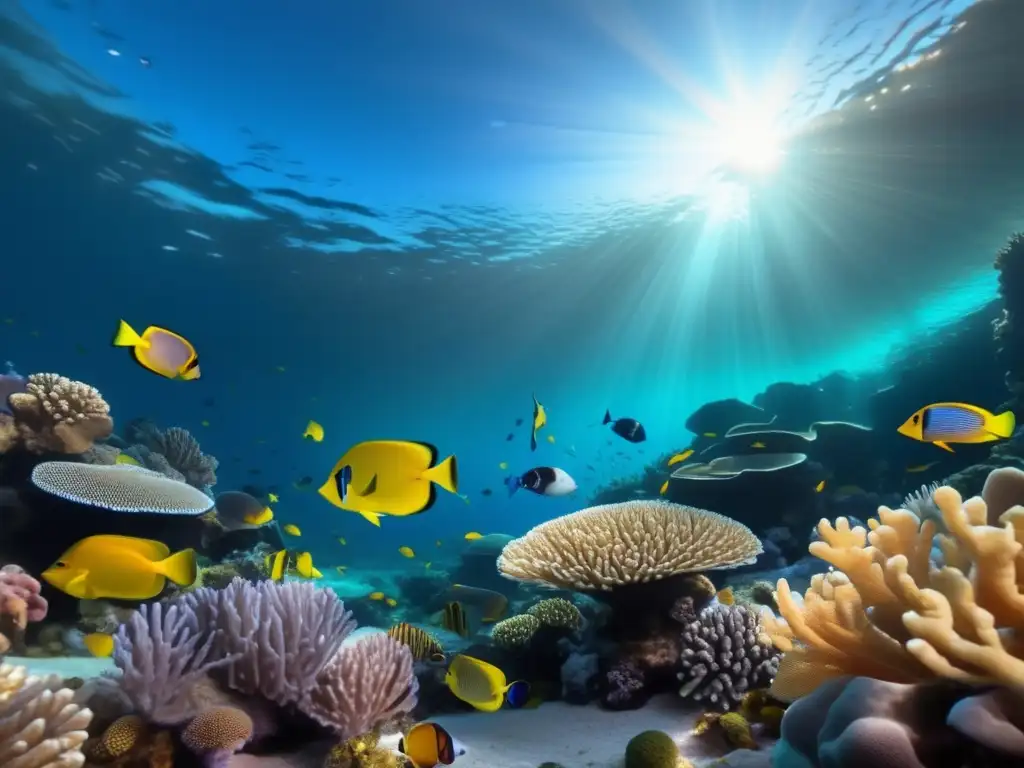 Belleza impresionante del arrecife de coral Inversiones sostenibles en océanos: Hermoso arrecife de coral en perfecto estado, con vibrantes colores y vida marina