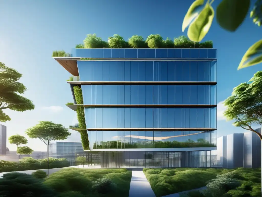 Edificio comercial sostenible y moderno Inversiones sostenibles en propiedades comerciales: Edificio comercial moderno con diseño elegante y características sostenibles