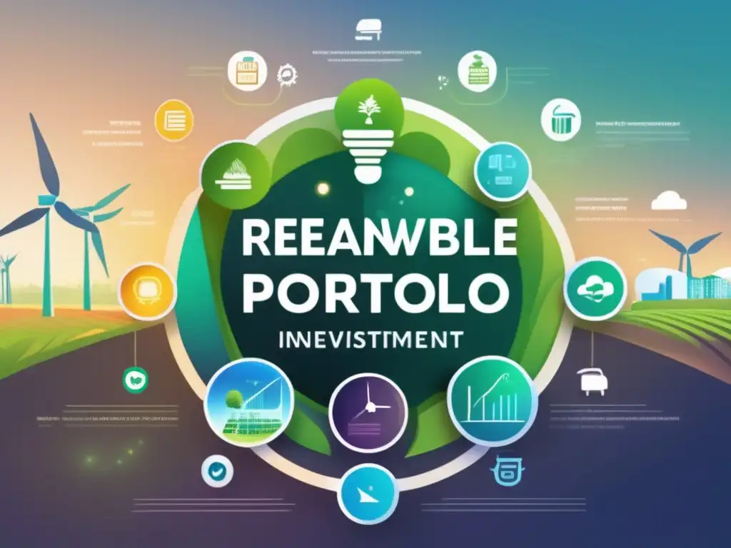 Portafolio de inversión sostenible diverso Inversiones sostenibles rentables a largo plazo con diversidad, tecnología verde, energías renovables y proyectos tangibles