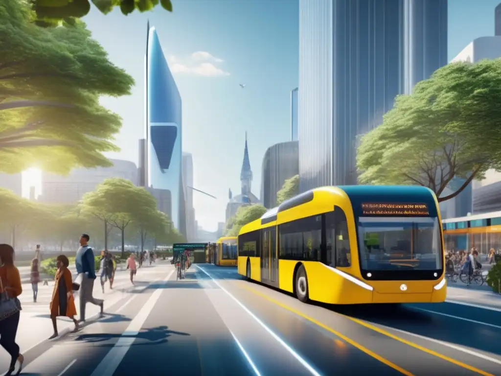 Ciudad sostenible con transporte verde Inversiones en transporte verde: ciudad sostenible con vehículos eléctricos, infraestructuras ecológicas y arquitectura moderna