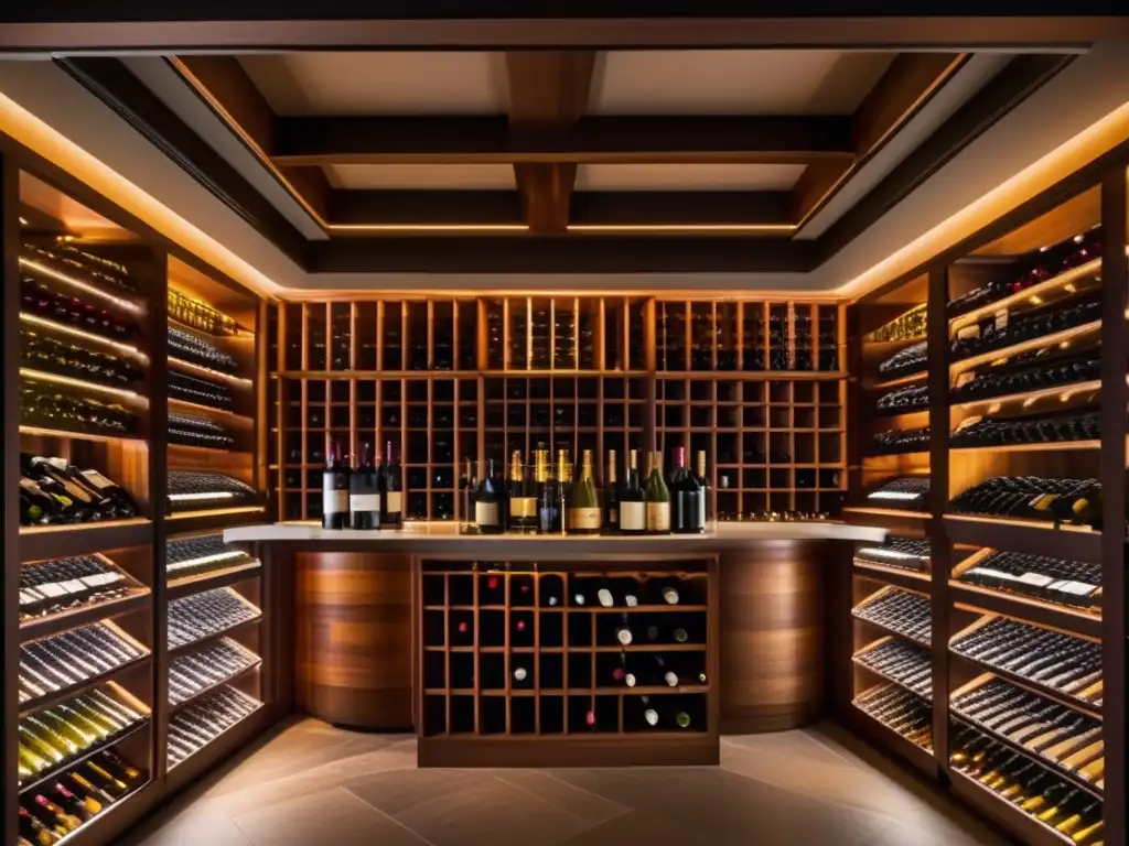 Exquisita bodega de vinos lujosa y detallada Inversiones en vinos de edición limitada en impresionante bodega con elegante diseño y meticulosa organización