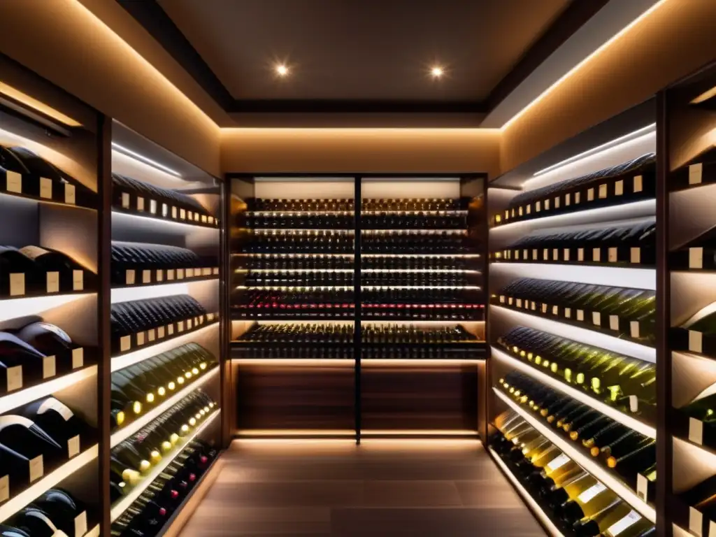 Elegante bodega de vinos moderna con iluminación suave Inversiones en vinos: Oportunidades y consejos