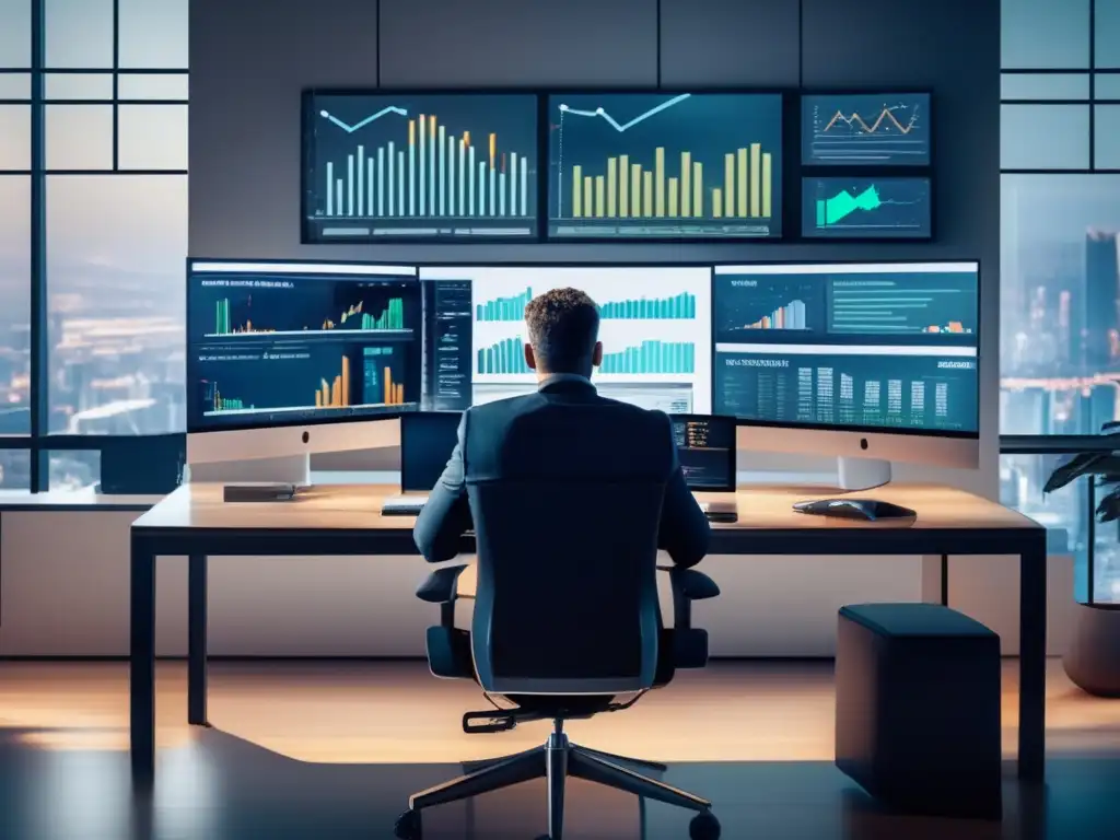 Inversionista enfocado en investigación de mercado Inversionista en franquicia analizando datos en oficina moderna