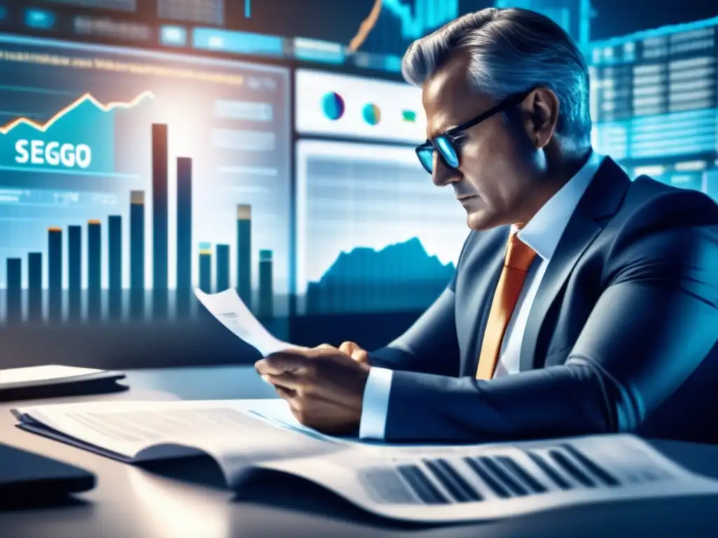 Analizando Sesgo de Autoridad Inversionista analizando 'Sesgo de autoridad en inversiones' en su moderno escritorio