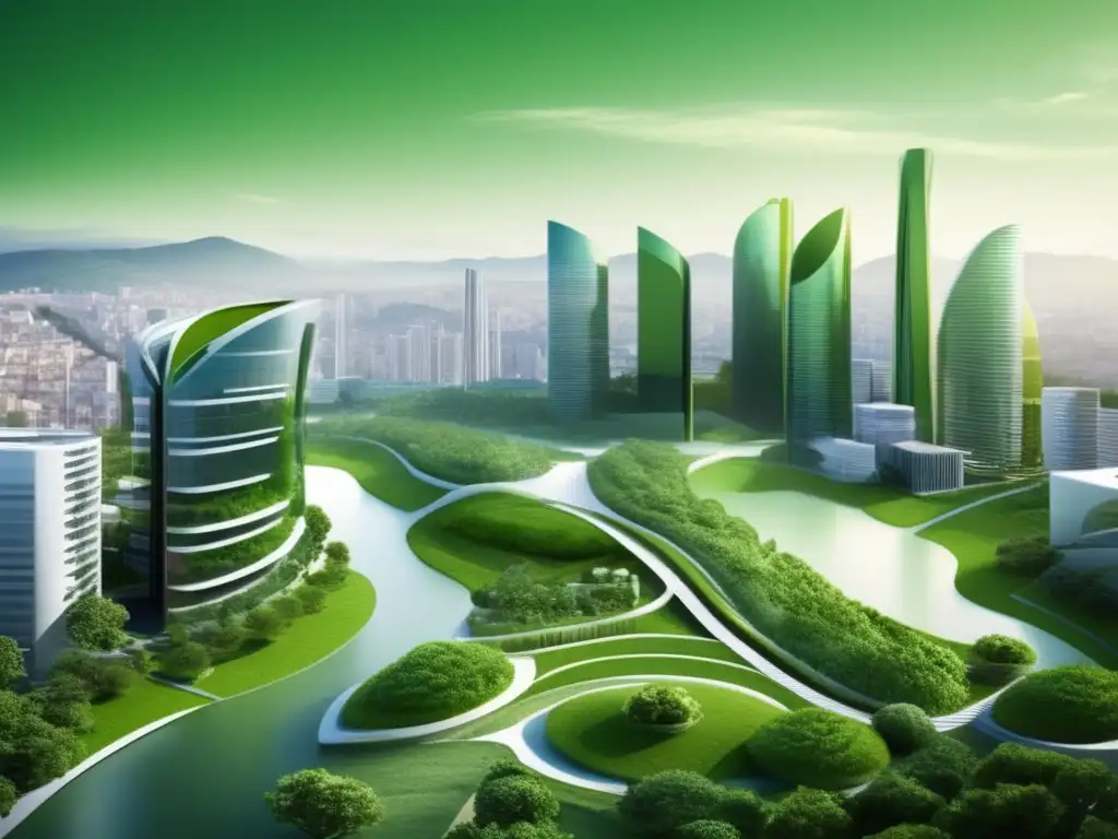 Ciudad sostenible con diseño innovador Inversor bonos verdes perfil: ciudad sostenible y moderna con diseño innovador, energía renovable y transporte eco