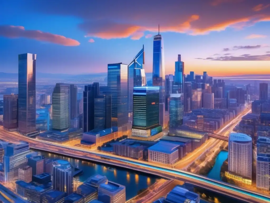 Vibrante ciudad emprendedora al atardecer Guía inversor ángel: ciudad emprendedora, networking y colaboración en startups