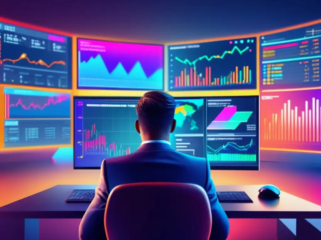 Inversionista analizando datos y gráficos Inversor experimentado analizando datos con estrategias de staking