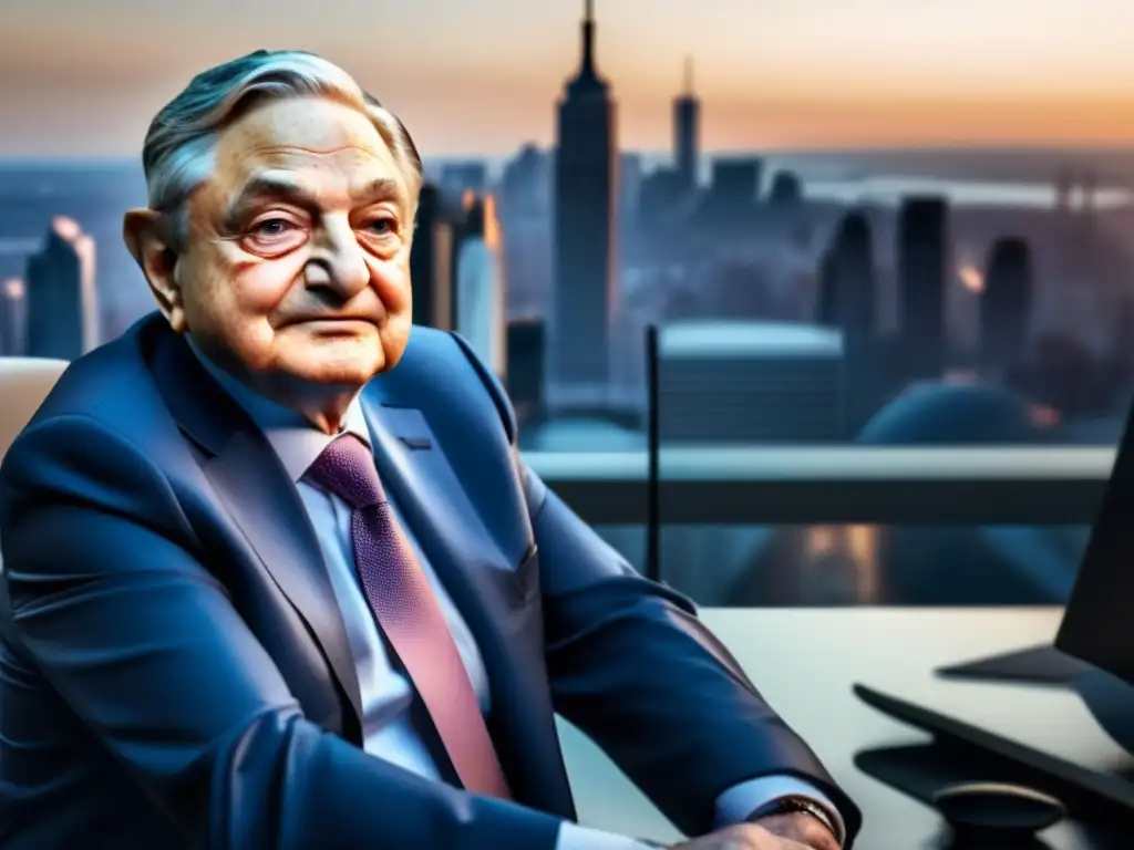 George Soros: El visionario inversor y filántropo George Soros, inversor y filántropo, en su oficina con vista panorámica a la ciudad
