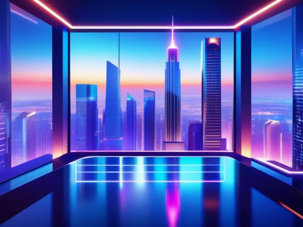 Futuro financiero moderno Un inversor analiza gráficos y datos en pantalla holográfica, simbolizando herramientas y análisis para predecir crisis financieras