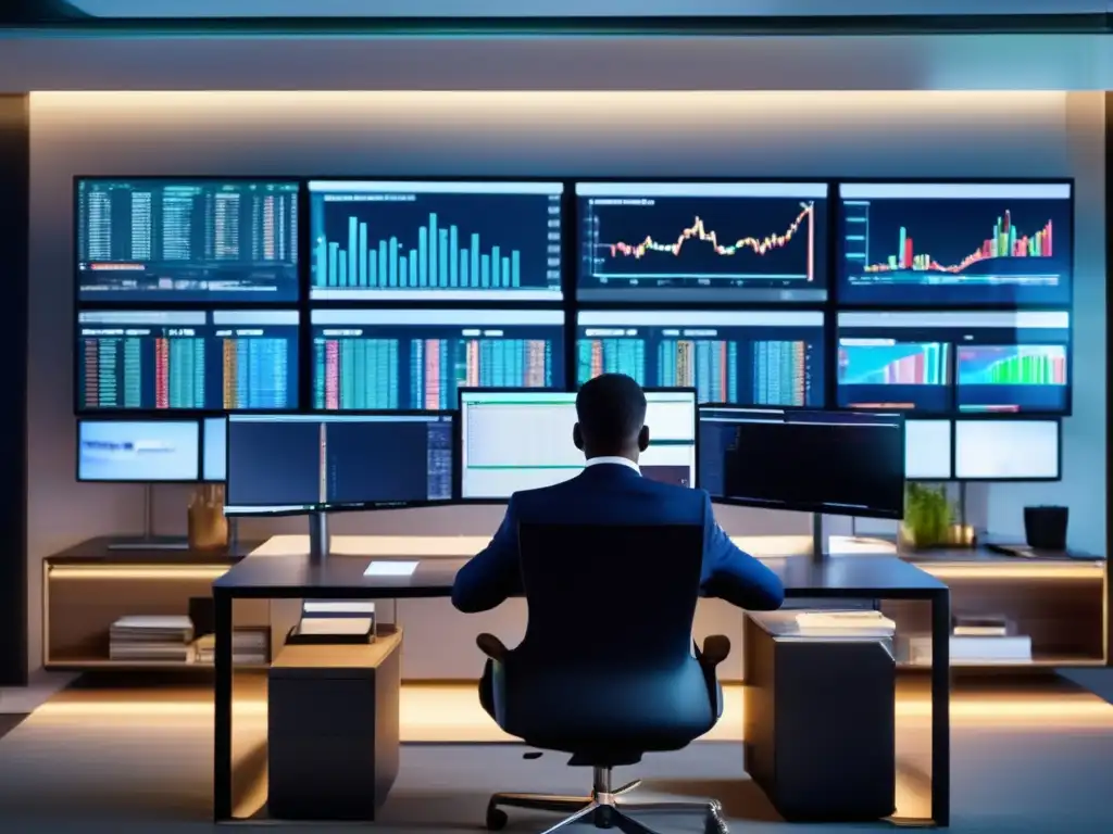 Inversionista profesional analizando datos financieros Inversor profesional analizando datos financieros en una oficina moderna con diversificación fiscal en inversiones