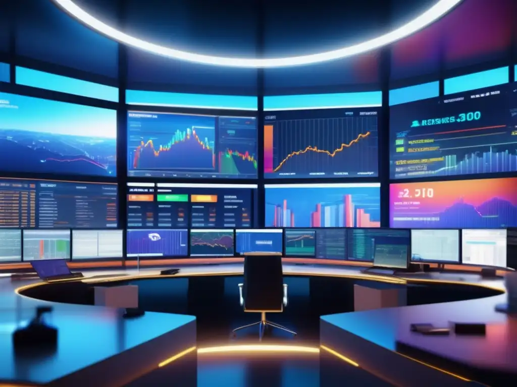 Futuro trading floor ultradetallado Juego de Bolsa InverZona: Futuro trading floor con diseño moderno, traders expertos y datos financieros en tiempo real