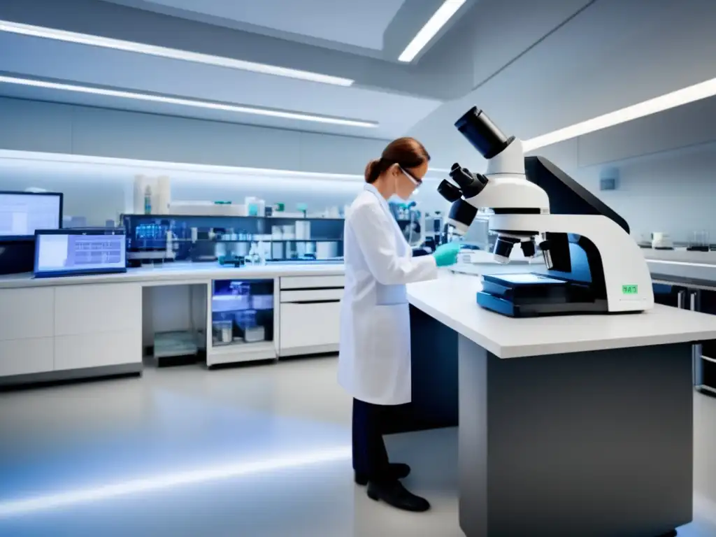 Laboratorio médico moderno con profesionales analizando muestras Laboratorio médico moderno con IA en acciones de salud