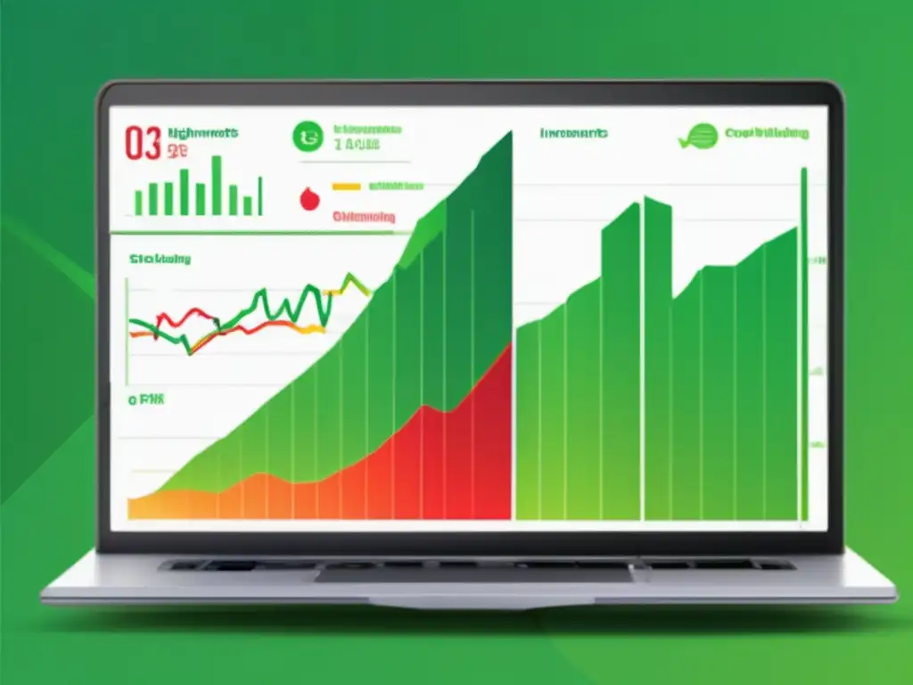 Laptop con gráfico detallado de inversión Laptop con gráfico de inversión en crowdlending: Diversificación de portafolio y análisis de riesgo