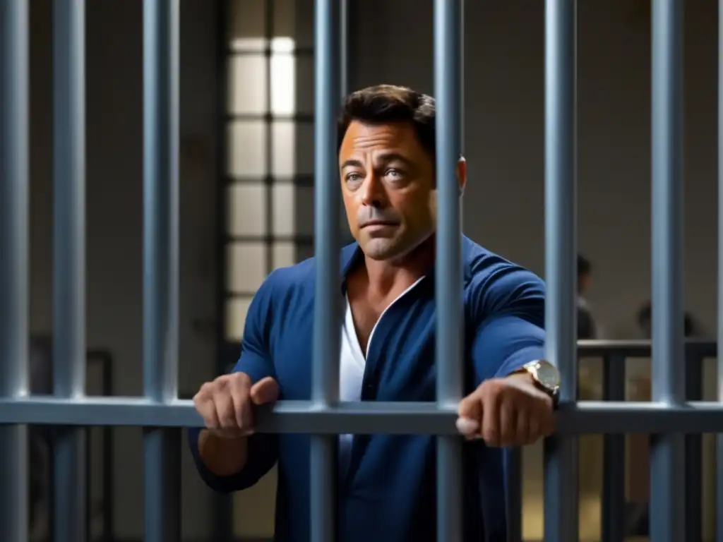 Condena y transformación: Jordan Belfort en prisión Leyenda del Lobo de Wall Street: Jordan Belfort en prisión, reflexionando sobre su condena y el impacto de sus estafas en las víctimas