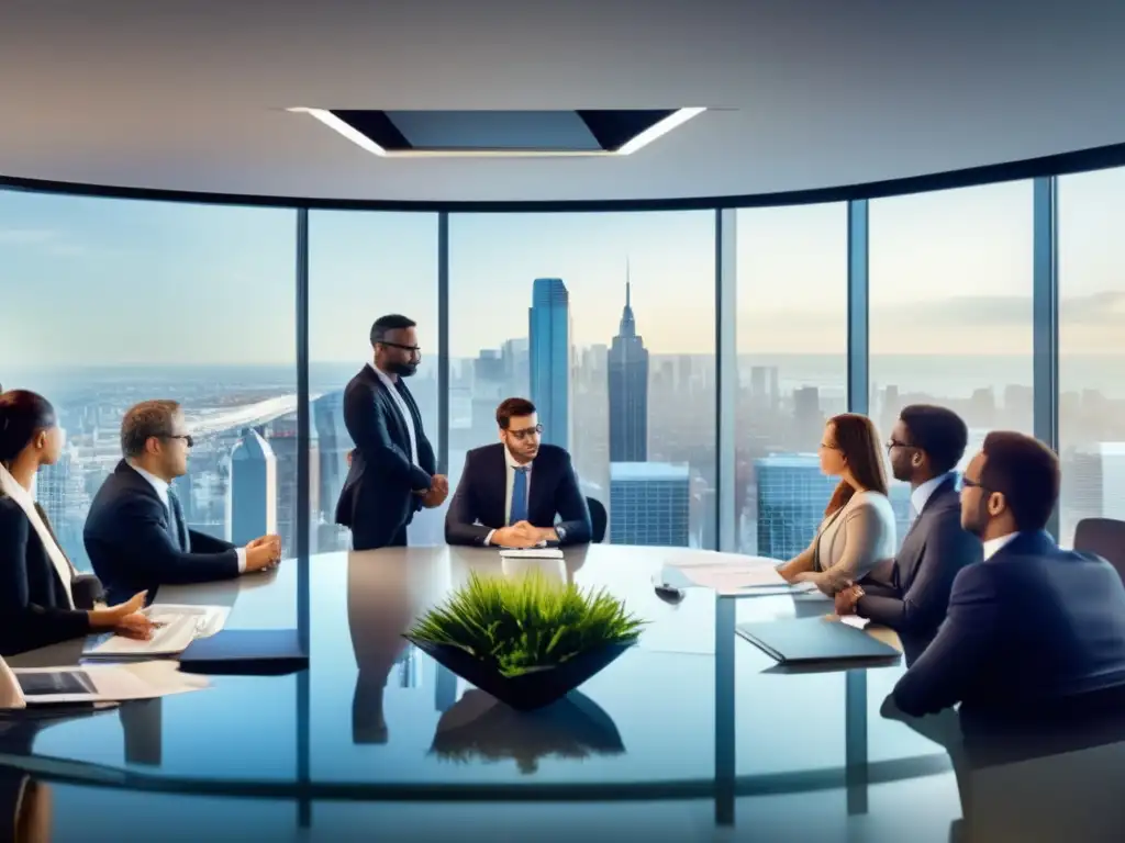 Profesionales analizando informes financieros y gráficos Leyes fiscales y decisiones de inversión en moderna oficina con profesionales analizando datos y gráficos