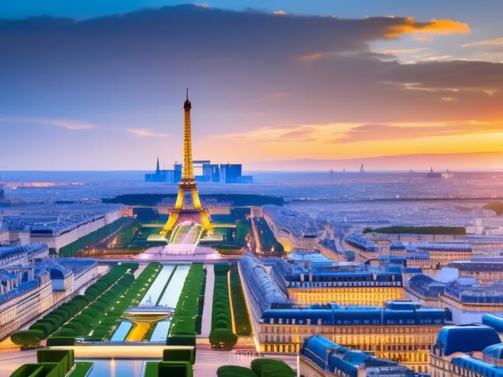 Paisaje fiscal francés: dinamismo y prosperidad Leyes fiscales en Francia: paisaje financiero con la Torre Eiffel, el Louvre y profesionales debatiendo