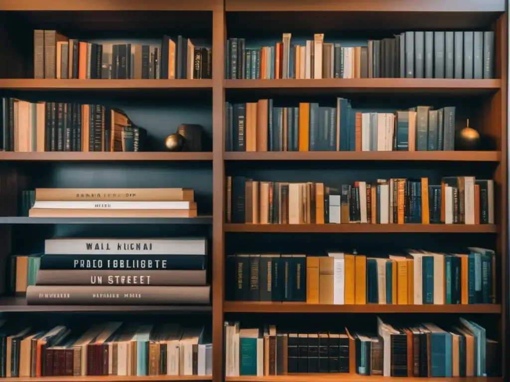 Estante libros elegantes y modernos Libros de inversión exitosa en estantería moderna