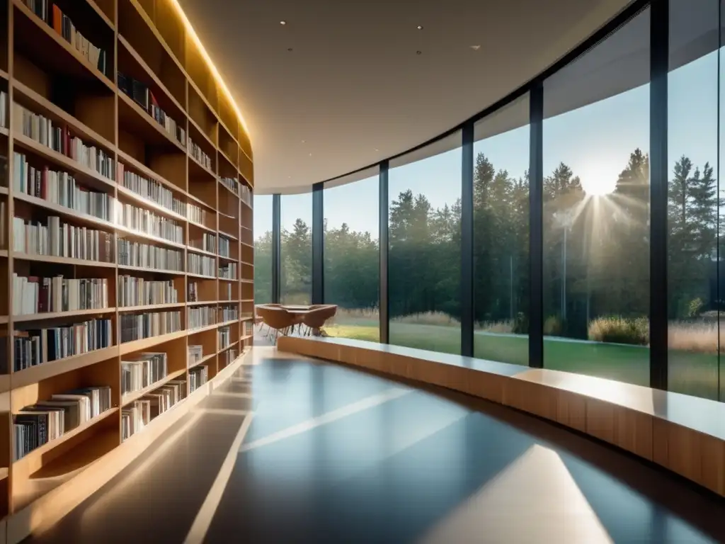 Biblioteca moderna y elegante con libros financieros organizados Libros de inversión recomendados en una biblioteca moderna y bien iluminada