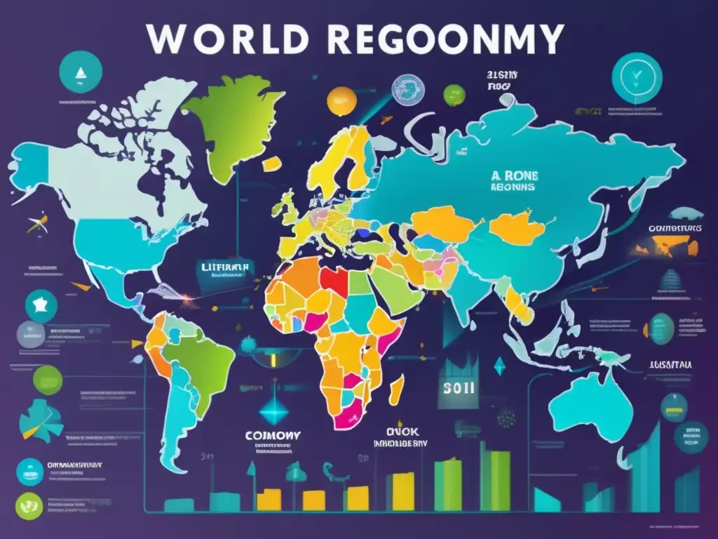 Mapa mundial económico y diversificación geográfica Mapa económico global con diversificación geográfica y ajustes ante política monetaria