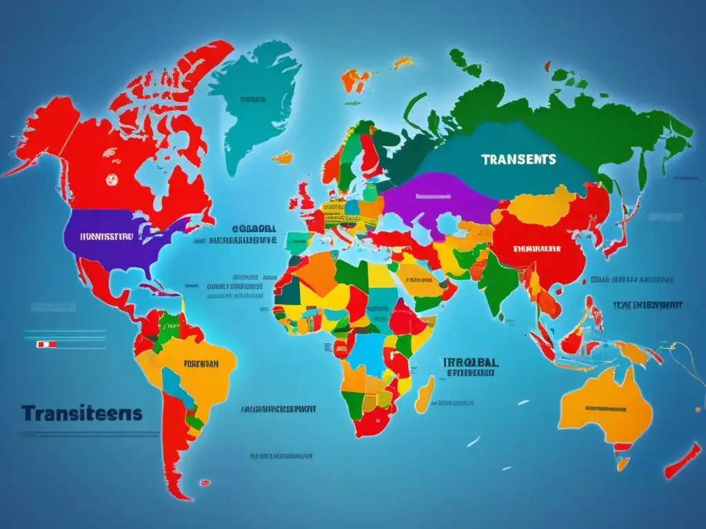 Mapa mundial con países destacados y líneas de inversión Mapa global destacando jurisdicciones fiscales favorables y flujo de inversiones transfronterizas