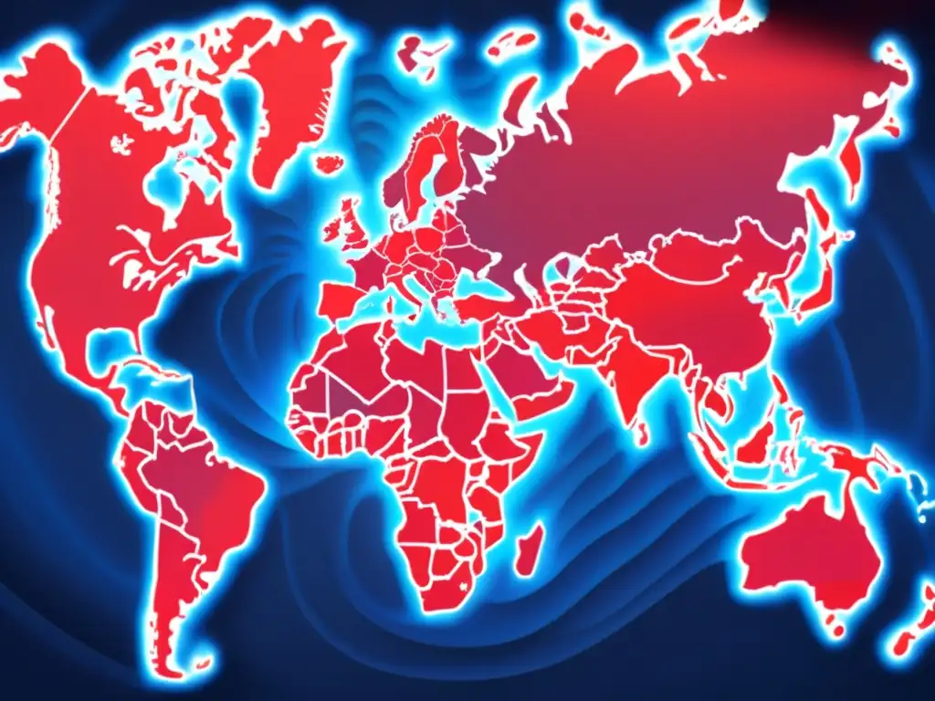 Mapa global con Reino Unido resaltado y ondas de choque por Brexit Mapa global con Reino Unido en rojo, ondas Brexit y estrategias inversión