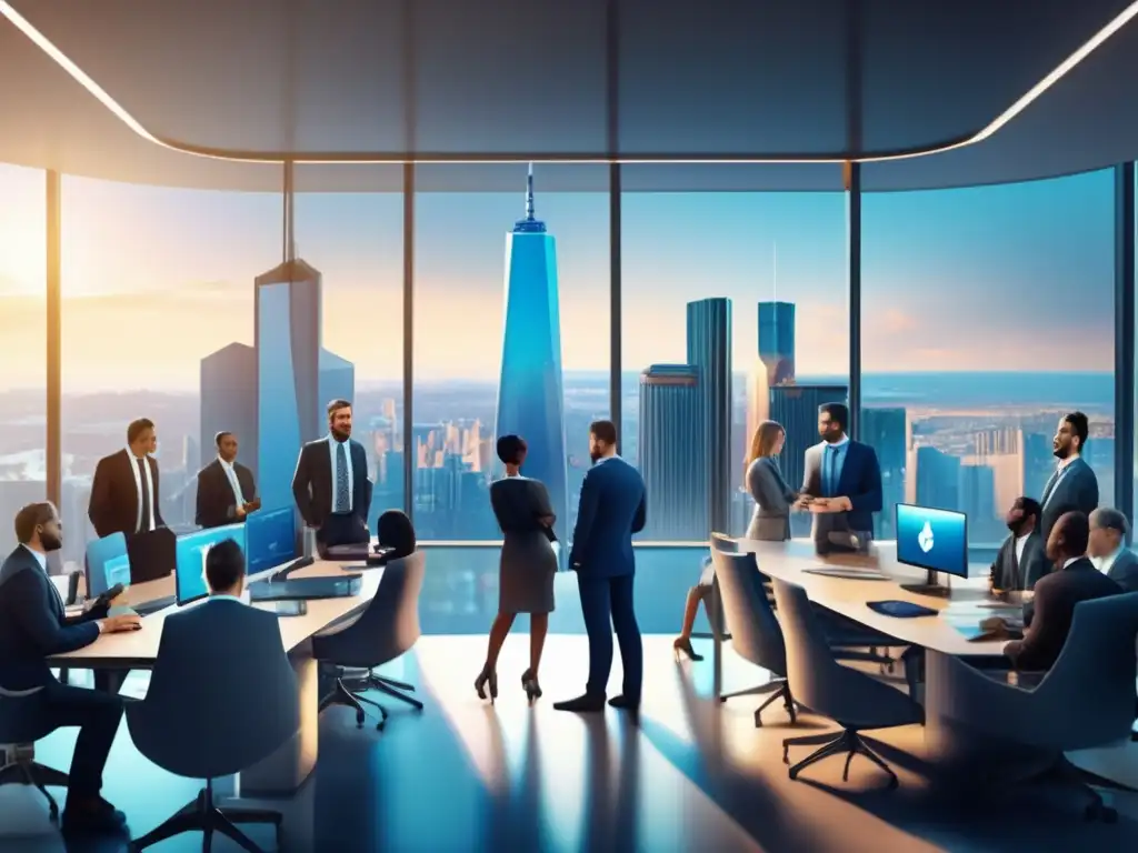 Oficina de criptomonedas: colisión de intereses Evolución marco legal cripto: oficina moderna, ciudad financiera, colaboración y tensión, tecnología y desafíos
