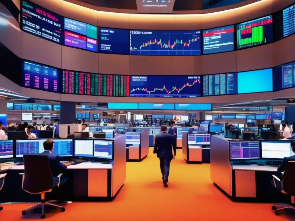 Traders en piso de intercambio financiero Guía inversión materias primas derivados en mercado financiero