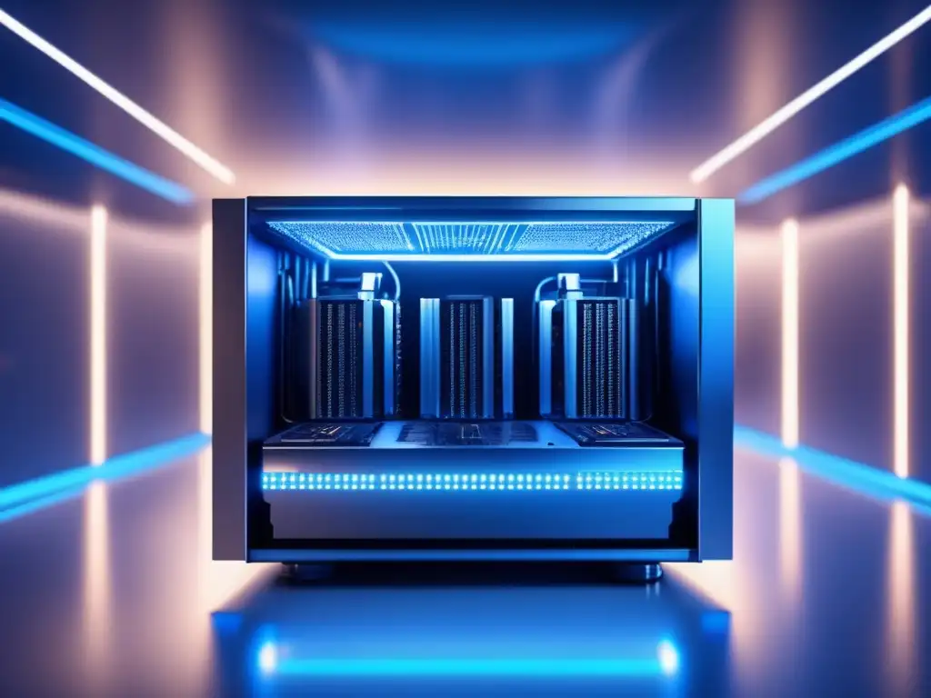 Máquina minera de alta tecnología Mejor hardware minar criptomonedas en un entorno futurista y tecnológico