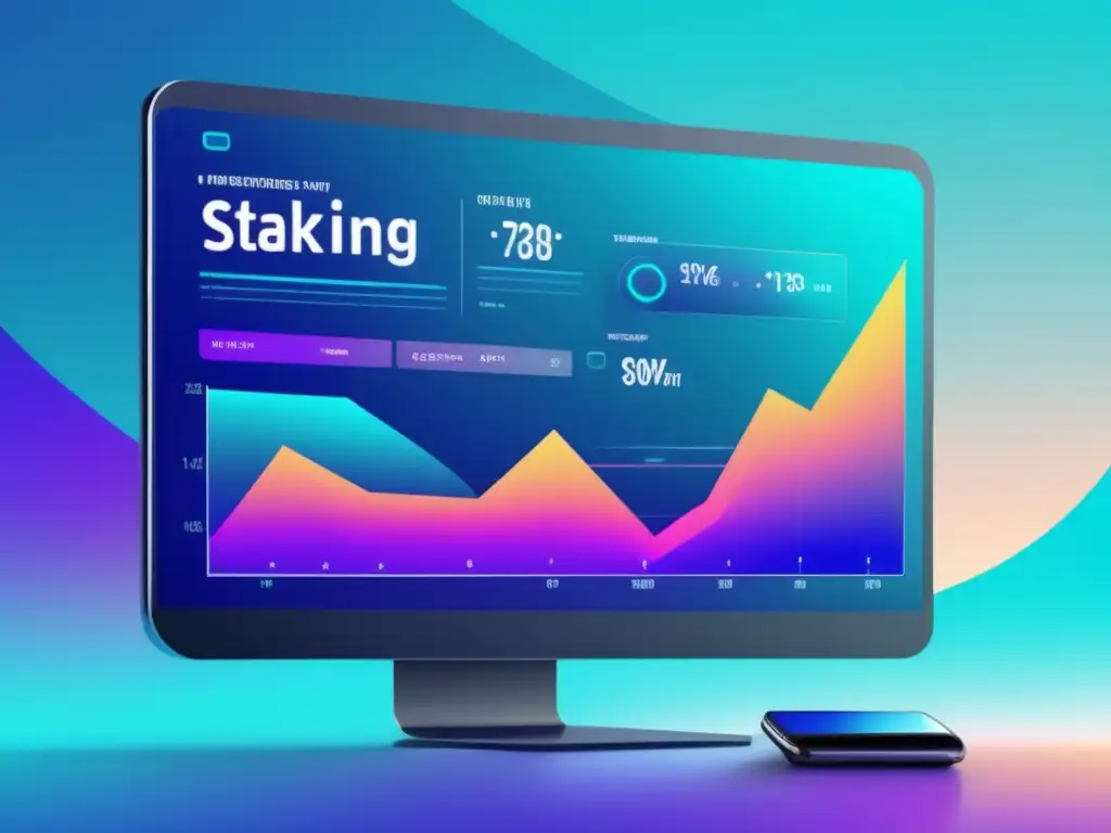Plataforma de staking segura y rentable Mejores plataformas staking rentables, interfaz futurista de confianza y rentabilidad en pantalla-