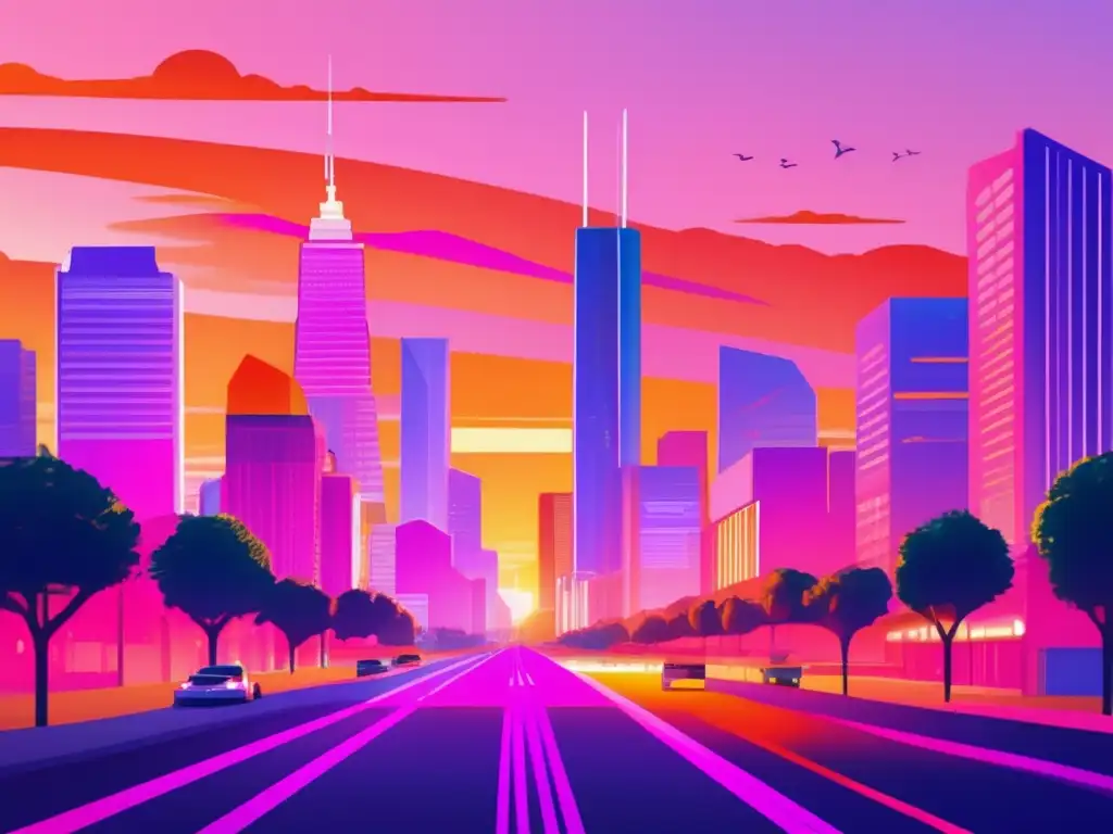 Ciudad moderna en crecimiento Mejores ubicaciones para invertir inmobiliariamente en una moderna ciudad al atardecer, con rascacielos de vidrio y diseños arquitectónicos elegantes