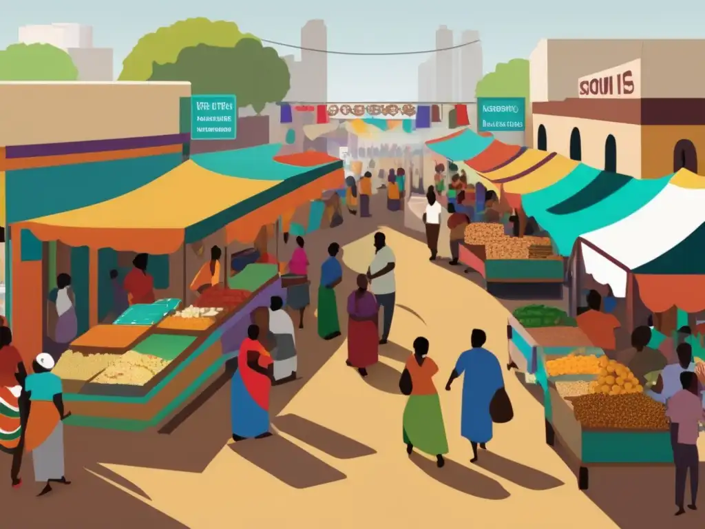 Mercado vibrante de una comunidad marginalizada Mercado dinámico en comunidad marginada, destaca microcréditos para comunidades marginadas