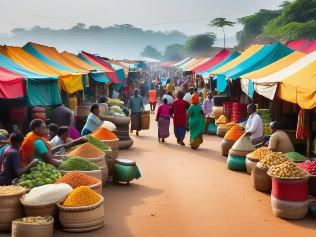 Mercado emergente lleno de vida y color Mercado emergente vibrante con diversidad de productos - Transformación mercados emergentes clases medias