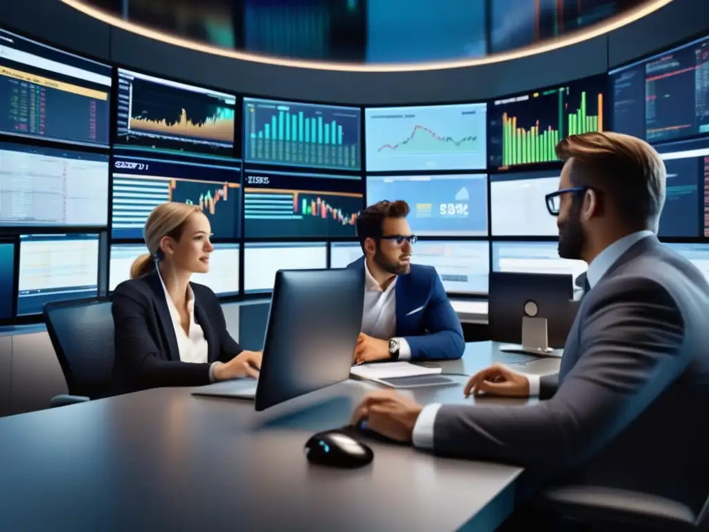 Mercado financiero moderno y dinámico Mercado financiero con profesionales, tecnología avanzada y estrategia de inversión