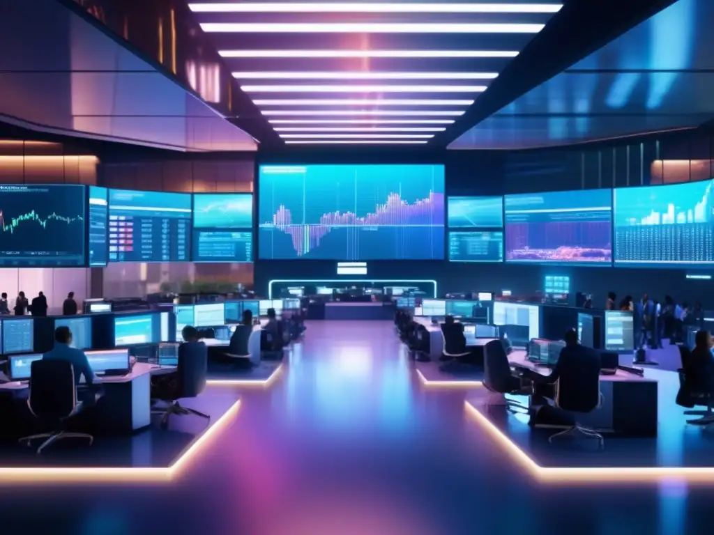 Mercado futurista de valores - Mercado futurista de commodities, traders monitorean datos mientras discuten
