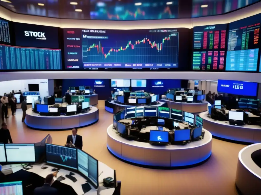 Traders discutiendo en la bolsa Mercado de valores con traders analizando datos y noticias globales, simbolizando la interconexión con inversiones locales