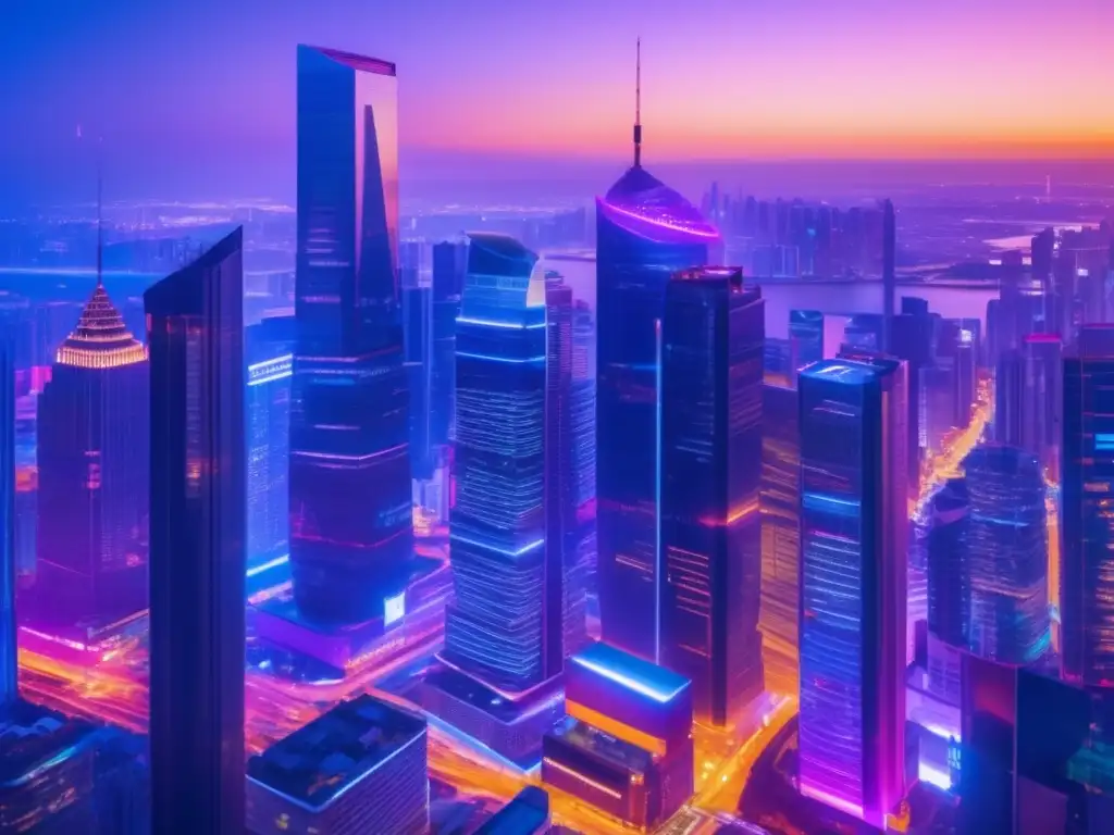 Ciudad nocturna vibrante con profesionales colaborando Metrópolis de oportunidades: Estrategias de inversión en small caps