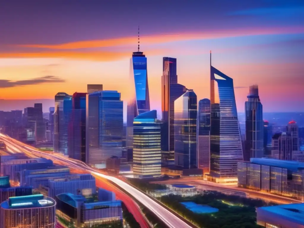 Ciudad nocturna llena de energía Mitos y realidades de la fiscalidad global en inversiones en una ciudad vibrante al anochecer