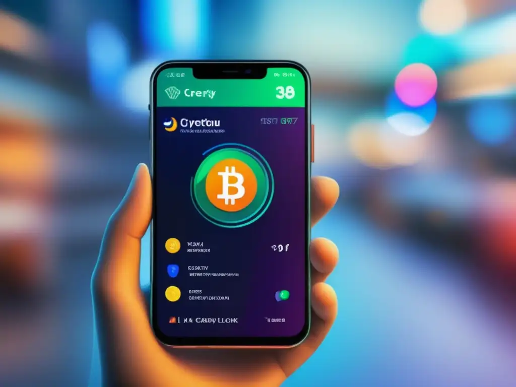 Interfaz de billetera digital moderna y elegante en pantalla de smartphone Moderna interfaz de billetera digital en smartphone - Comparativa plataformas wallets cripto