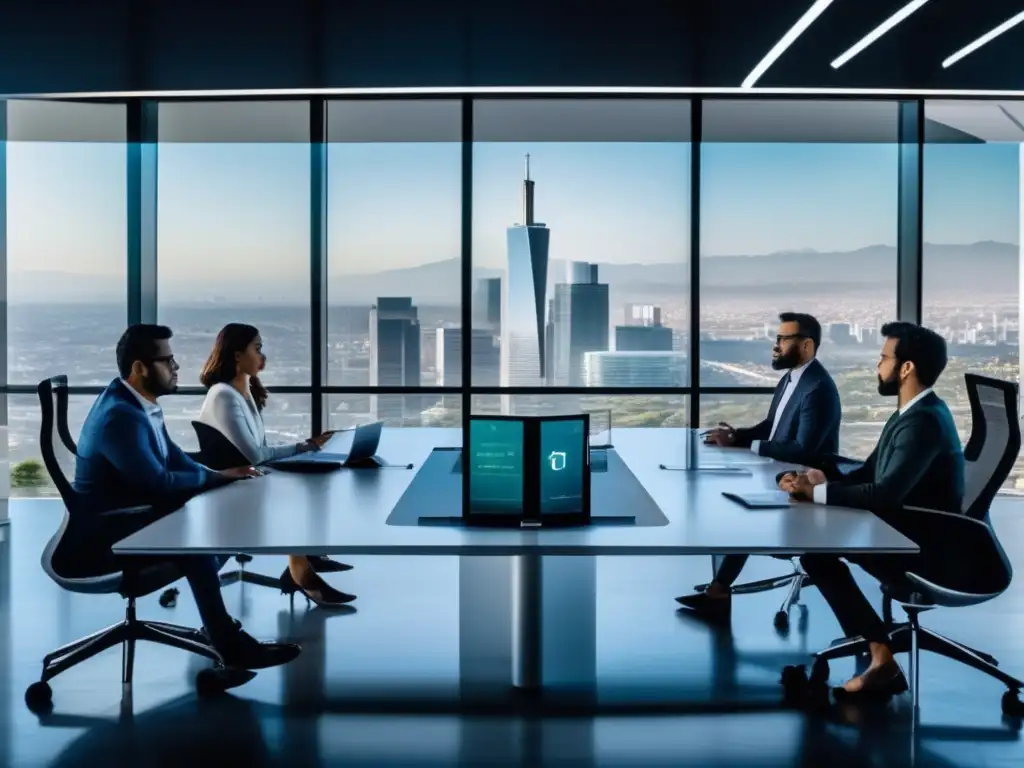 Oficina moderna en CDMX con vistas panorámicas Moderna oficina en Ciudad de México con vista panorámica, mobiliario minimalista y tecnología avanzada